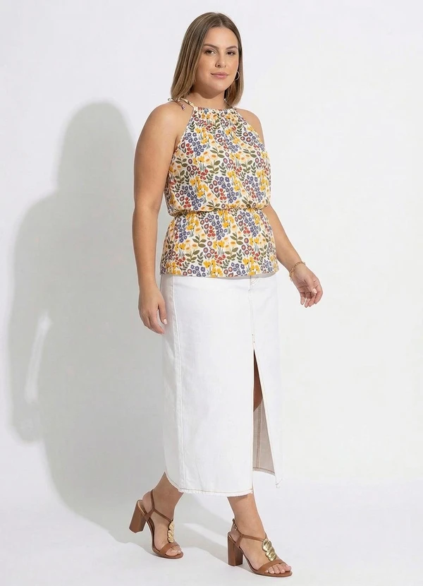 Quintess - Blusa Mini Floral com Decote Halter e Amarração 7