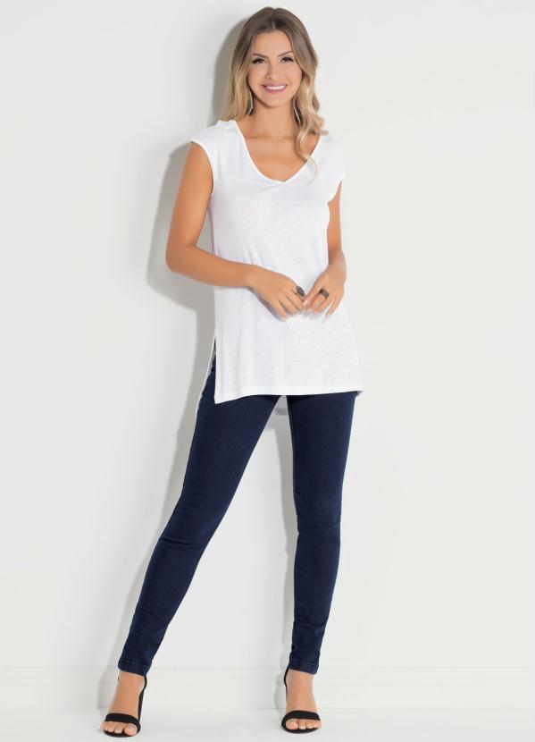 Quintess - Blusa Mullet Quintess com Fendas Branca 3