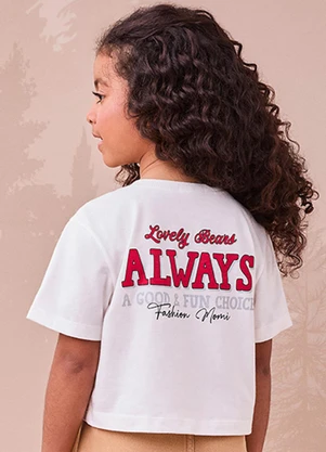 Momi - Blusa Off White com Estampa de Ursinha Branco - MOMI