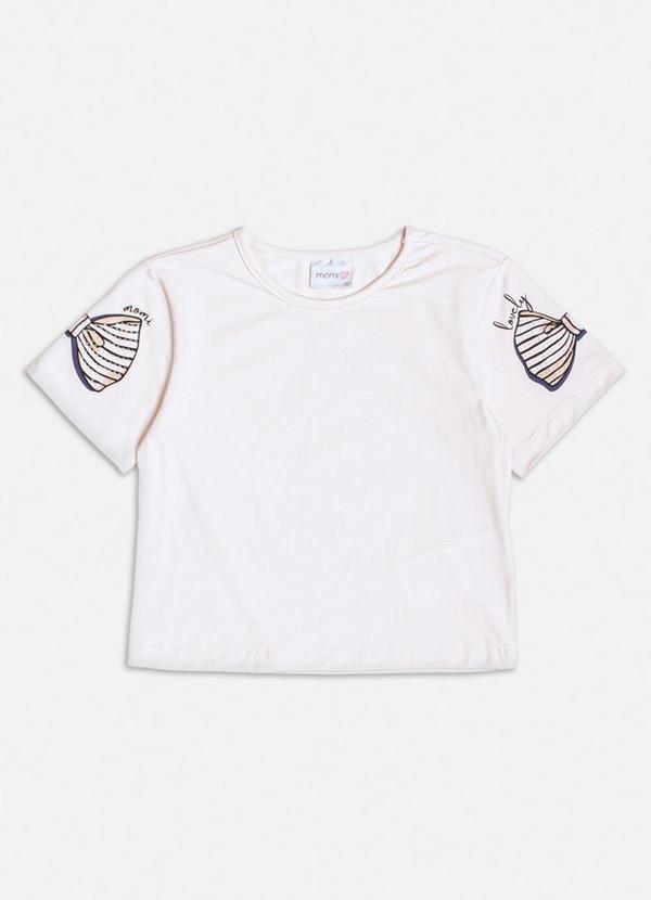 Momi - Blusa Off White com Laço e Strass Bege