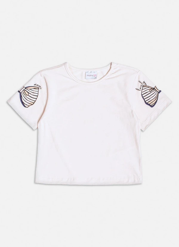Momi - Blusa Off White com Laço e Strass Bege