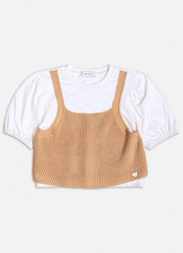 Momi - Blusa Off White com Top de Tricot Branco
