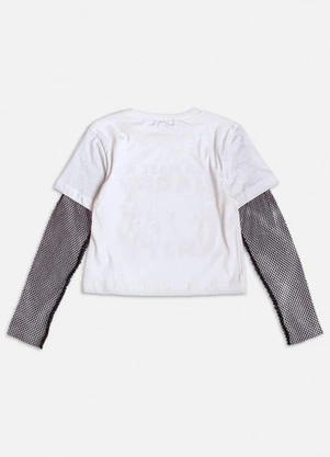 Momi - Blusa Off White de Ursinho com Strass Branco - MOMI