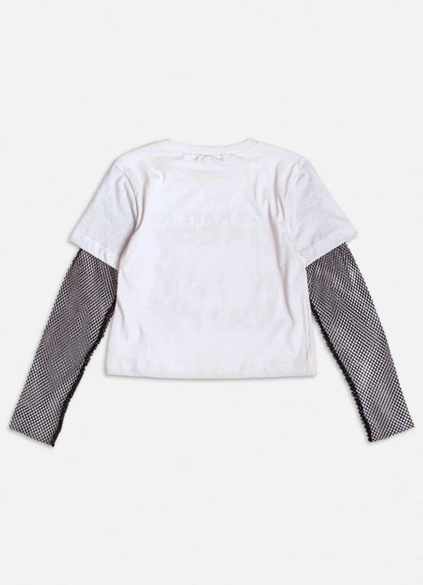 Momi - Blusa Off White de Ursinho com Strass Branco 2