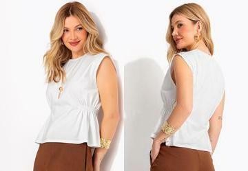 Blusa Off White em Cotton