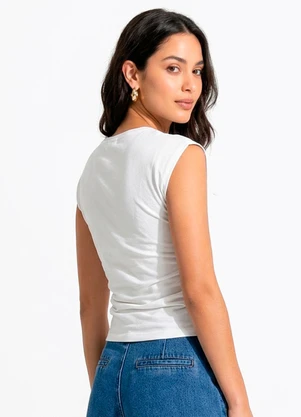 Quintess - Blusa Off White em Cotton - QUINTESS