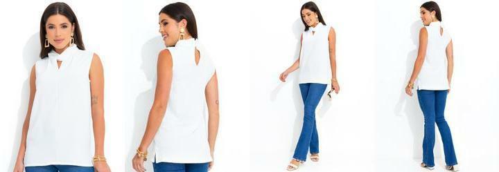 Blusa Off White em Crepe Plano