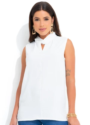 bonprix - Blusa Off White em Crepe Plano - BONPRIX