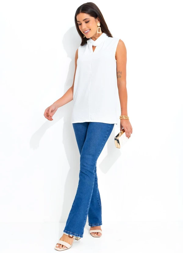 bonprix - Blusa Off White em Crepe Plano 3
