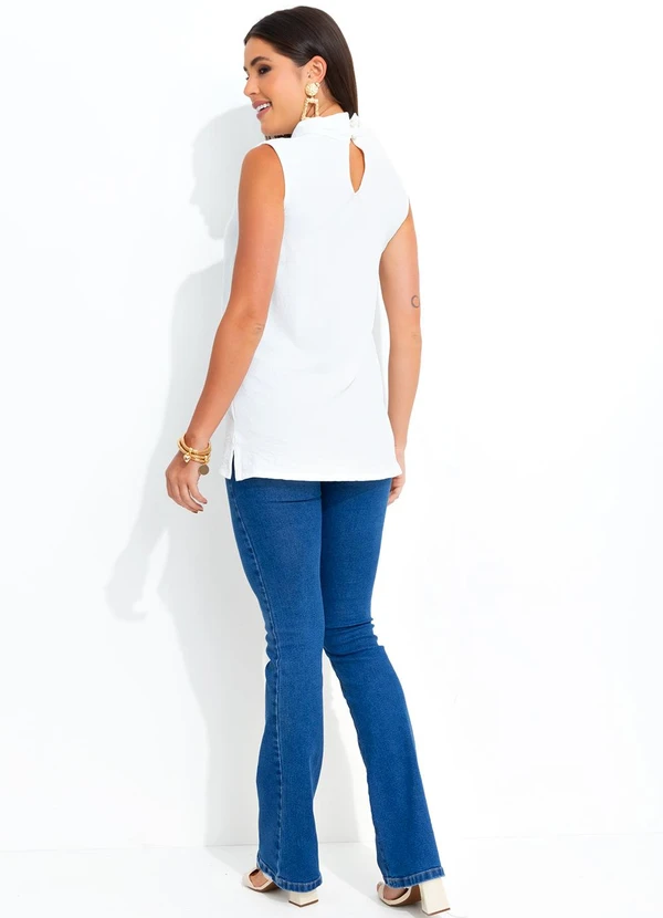 bonprix - Blusa Off White em Crepe Plano 4