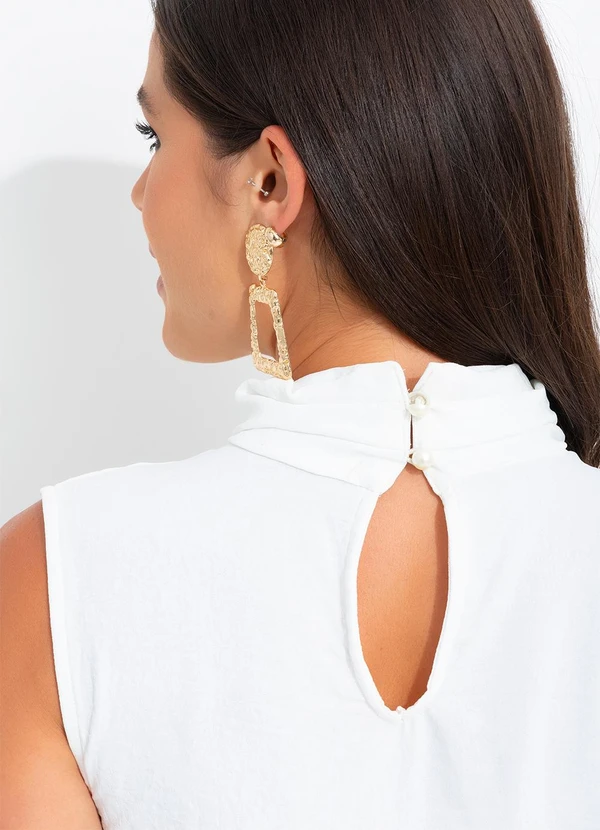 bonprix - Blusa Off White em Crepe Plano