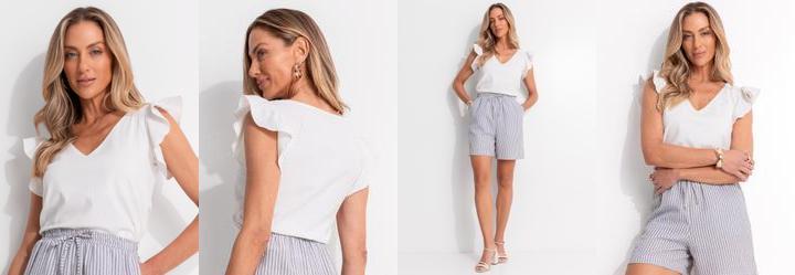 Blusa Off White em Crepe Plano