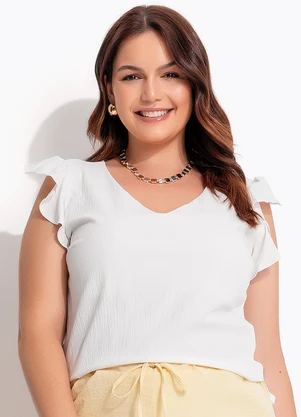 Quintess - Blusa Off White em Crepe Plano - QUINTESS