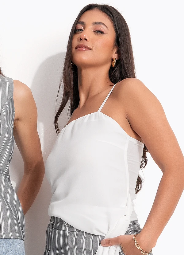 Quintess - Blusa Off White em Crepe Plano 6