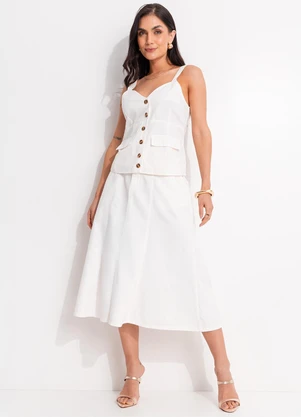 Quintess - Blusa Off White em Jeans - QUINTESS