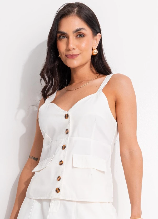 Quintess - Blusa Off White em Jeans 9