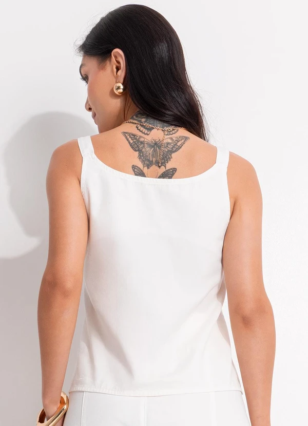 Quintess - Blusa Off White em Jeans 10