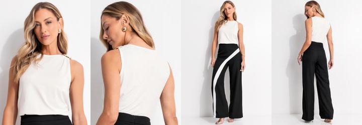 Blusa Off White em Malha Crepe Blusa Off White em Malha Crepe