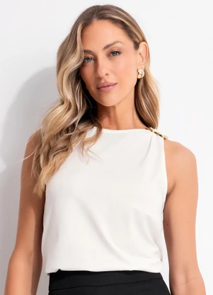 Quintess - Blusa Off White em Malha Crepe - QUINTESS