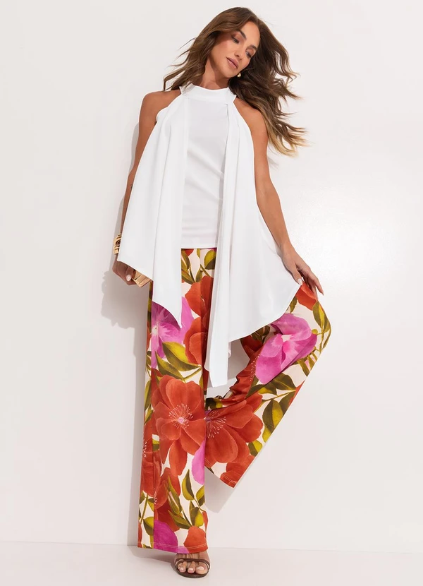 Quintess - Blusa Off White em Malha Crepe