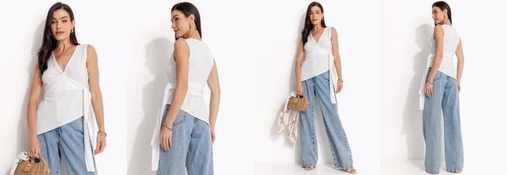 Blusa Off White em Malha Crepe