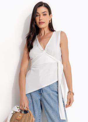 Blusa (Off White) em Malha Crepe