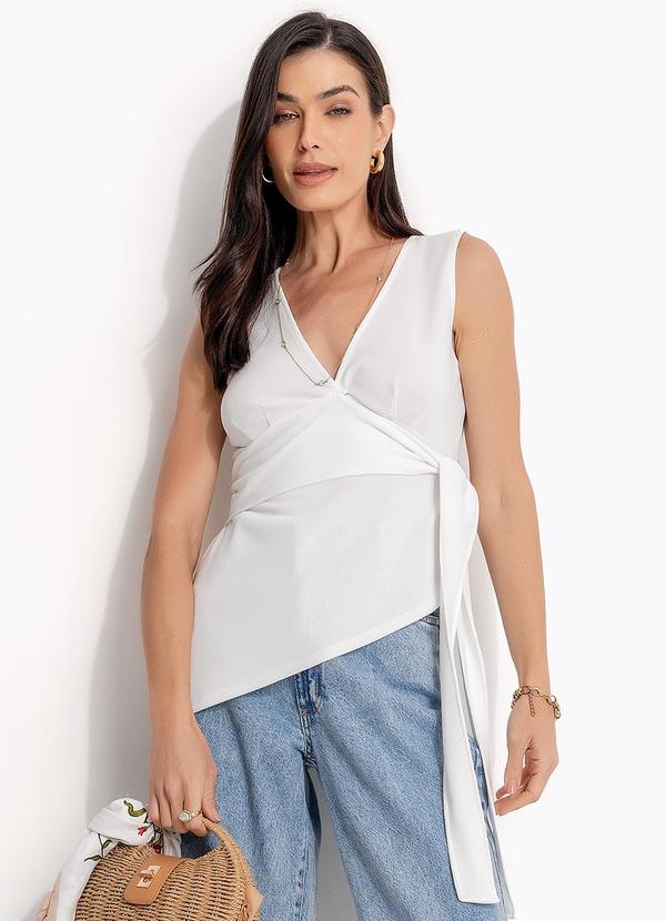 Blusa (Off White) em Malha Crepe