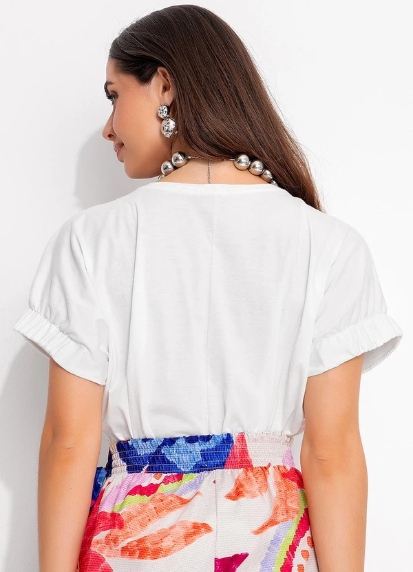 Quintess - Blusa Off White em Malha de Algodão Penteado 2