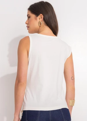 Quintess - Blusa Off White em Malha de Algodão - QUINTESS