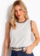 Blusa Off White em Malha de Algod�o