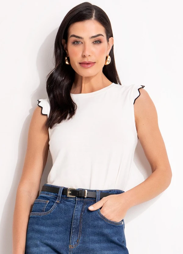Quintess - Blusa Off White em Malha de Viscose