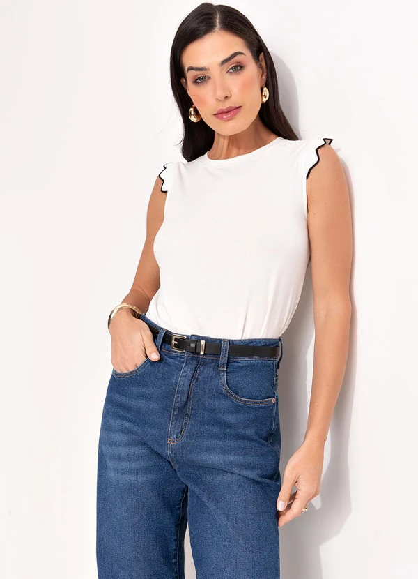 Quintess - Blusa Off White em Malha de Viscose 8