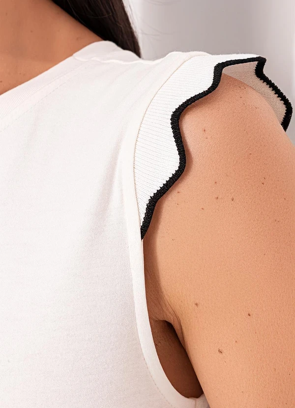 Quintess - Blusa Off White em Malha de Viscose 9