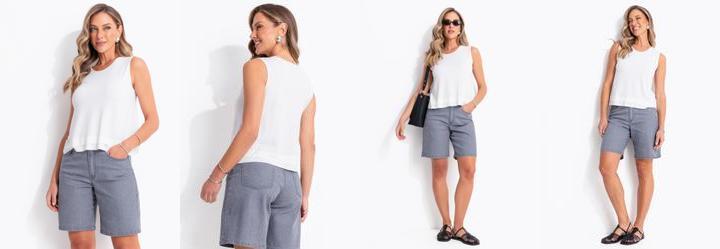 Blusa Off White em Malha de Viscose