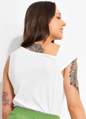Bimini - Blusa Off White em Malha Suede - BIMINI