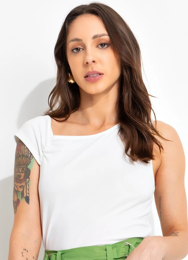 Bimini - Blusa Off White em Malha Suede