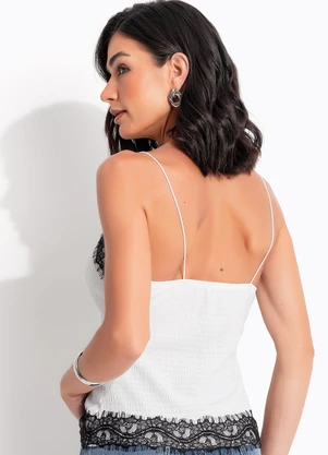 Quintess - Blusa Off White em Malha Texturizada - QUINTESS