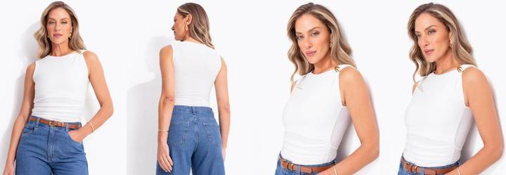 Blusa Off White em Malha Texturizada