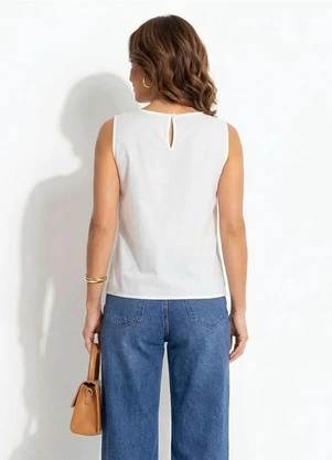 Quintess - Blusa Off White em Tricoline - QUINTESS