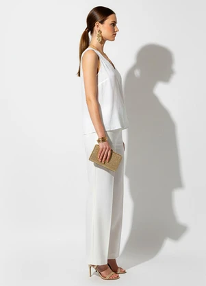 Quintess - Blusa Off White em Viscose Plana - QUINTESS