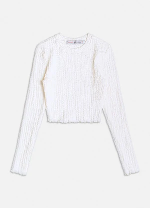 Authoria - Blusa Off White Manga Longa Texturizada Branco - AUTHORIA