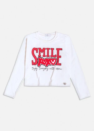 Momi - Blusa Off White Smile com Patch Branco - MOMI