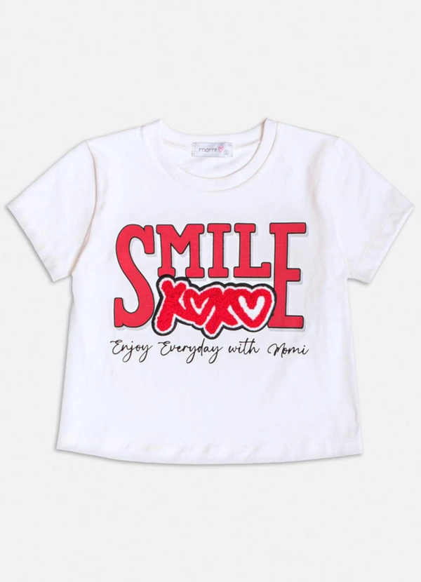 Momi - Blusa Off White Smile com Patch Branco