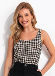 Blusa Pied de Poule em Malha de Viscose