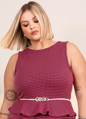 Quintess - Blusa Pied de Poule Rosa em Malha Jacquard - QUINTESS