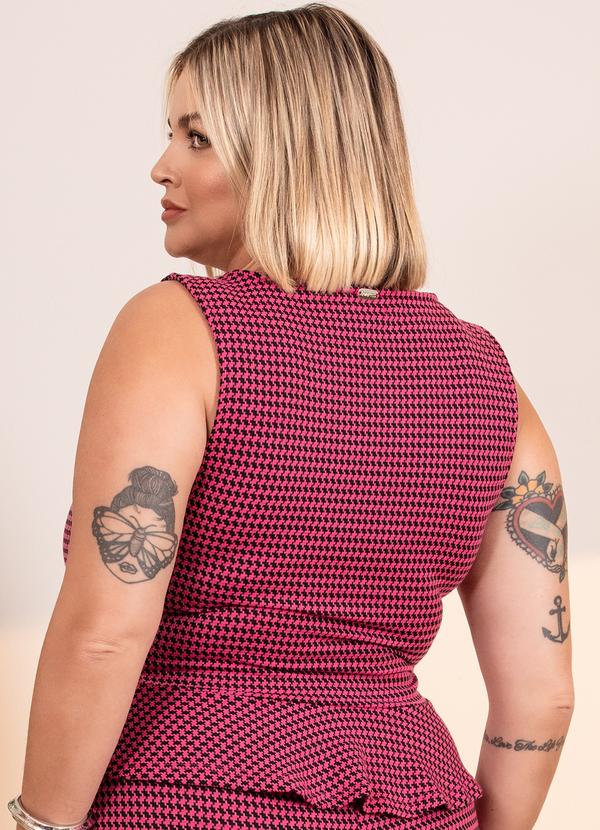 Quintess - Blusa Pied de Poule Rosa em Malha Jacquard 6