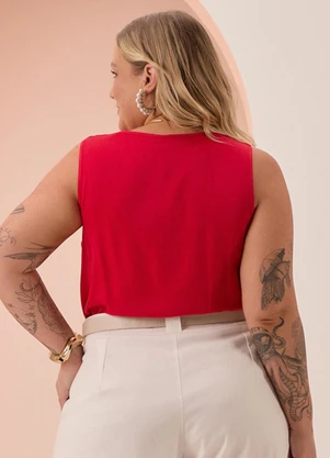 Lunender Mais Mulher - Blusa Plus Size com Decote Degagê Vermelho - LUNENDER MAIS MULHER