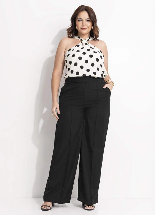 Quintess - Blusa Poá Off White em Viscose Plana 16