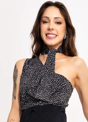 Bimini - Blusa Poá Preto em Malha de Algodão - BIMINI