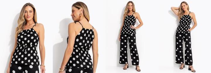 Blusa Po Preto em Viscose Plana